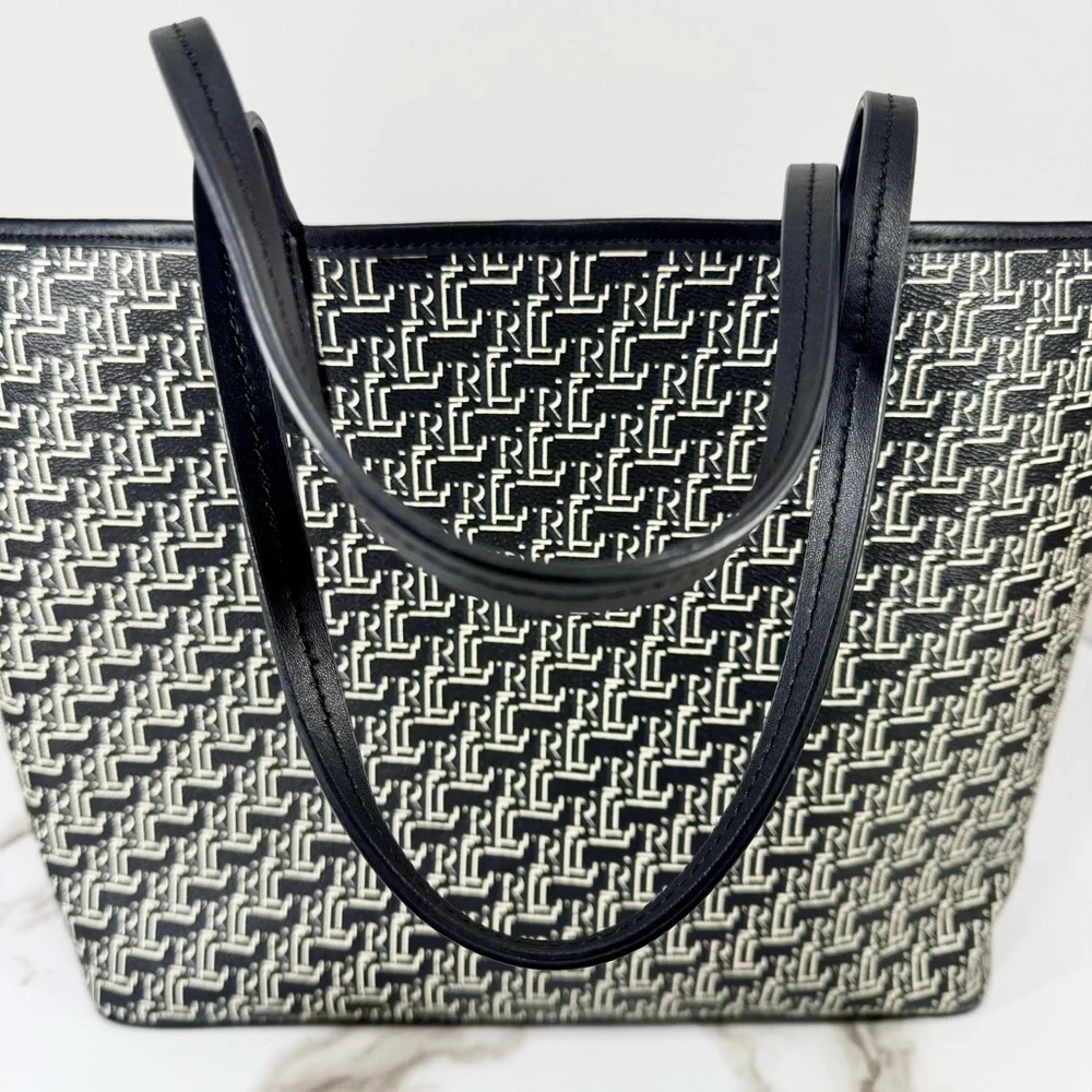 Ralph Lauren Collins Coated Canvas Monogram Large Handbag Purse Shoulder Bag - Picture 11 of 14